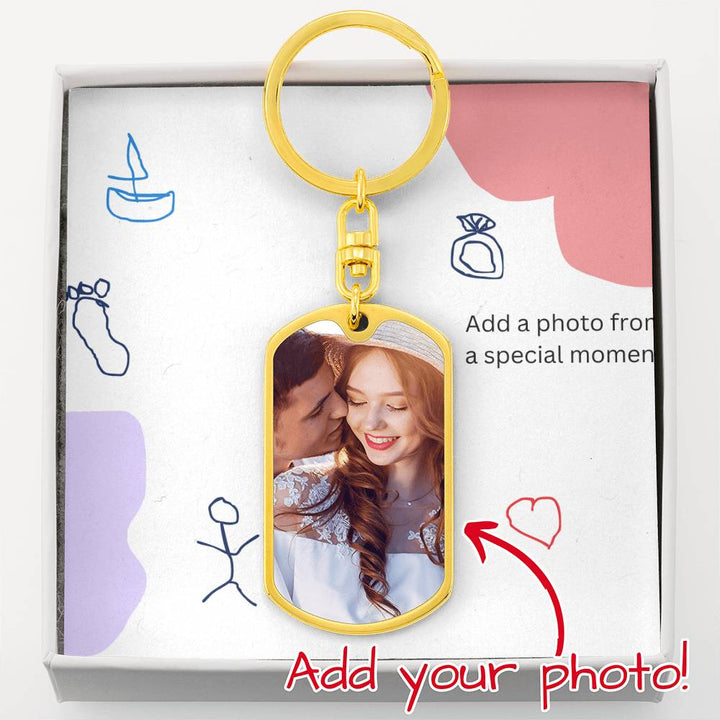 A Special Photo Dog Tag Keychain