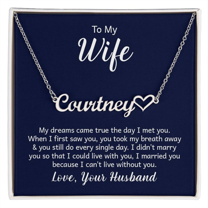 Personalized Wife Heart Name Necklace