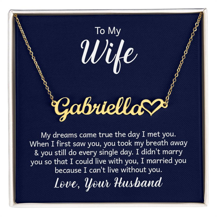 Personalized Wife Heart Name Necklace