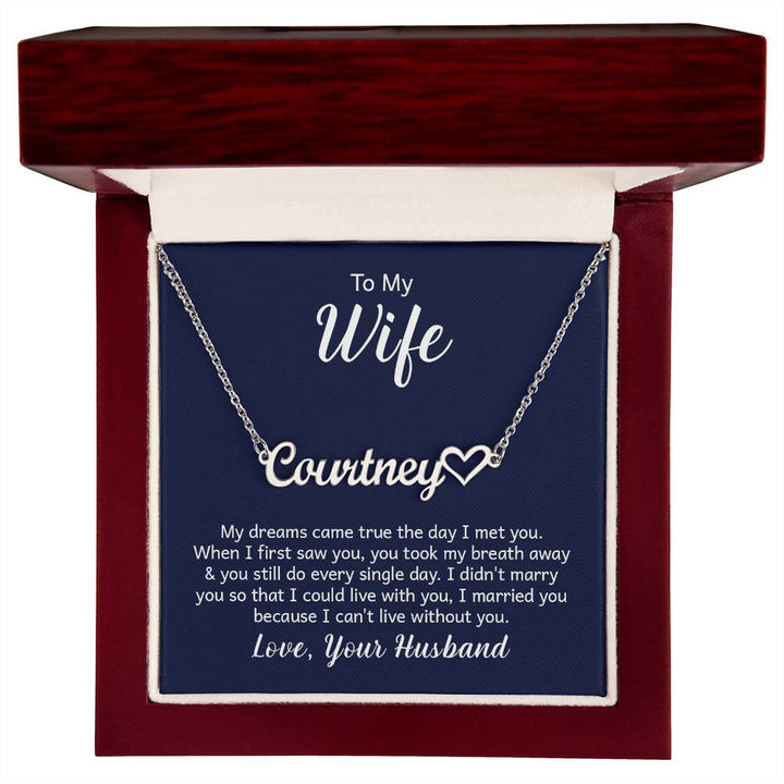 Personalized Wife Heart Name Necklace