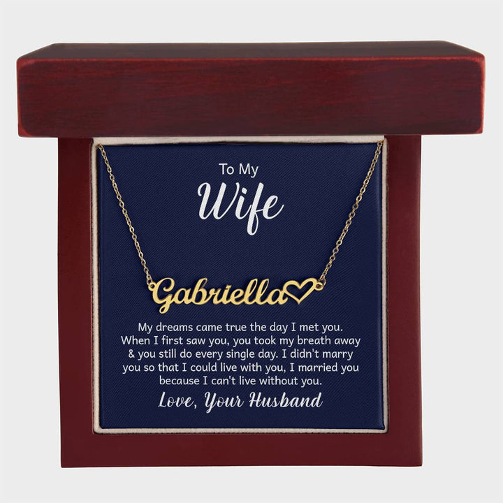 Personalized Wife Heart Name Necklace