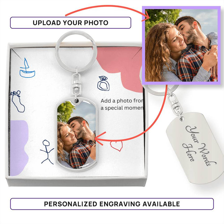 A Special Photo Dog Tag Keychain